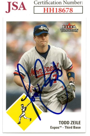 Todd Zeile Autographed 2003 Fleer Tradition Baseball On Card Auto #U91- JSA #HH18678 (St. Louis Cardinals)-Powers Sports Memorabilia