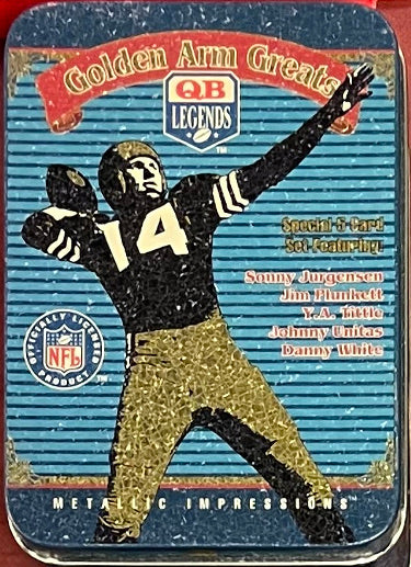 NFL Golden Arm QB Legends/Greats 1996 Set of 5 Embossed Metallic Impressions Collector Cards Sealed w/Tin- Jurgensen/Plunkett/T-Powers Sports Memorabilia