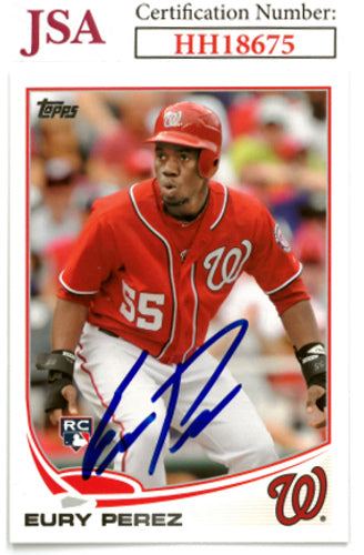Eury Perez Autographed 2013 Topps Baseball On Card Auto #170- JSA #HH18675 (Washington Nationals)-Powers Sports Memorabilia