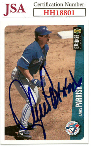 Lance Parrish Autographed 1995 Upper Deck Collector's Choice Baseball On Card Auto #349- JSA #HH18801 (Toronto Blue Jays)-Powers Sports Memorabilia