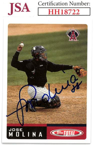 Jose Molina Autographed 2002 Topps Total Baseball On Card Auto #428- JSA #HH18722 (Anaheim Angels)-Powers Sports Memorabilia