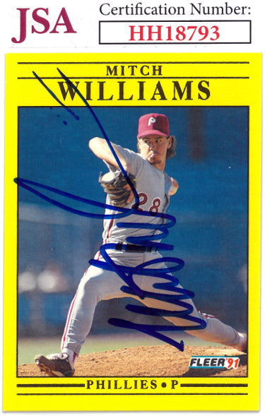 Mitch Williams Autographed 1991 Fleer Update Baseball On Card Auto #U-110- JSA #HH18793 (Philadelphia Phillies)-Powers Sports Memorabilia