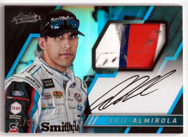 Aric Almirola Autographed 2017 Panini Absolute Racing NASCAR On Card Auto/Relic- 21/99 #AMS-AA-Powers Sports Memorabilia