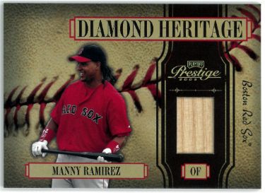Manny Ramirez 2005 Playoff Prestige Diamond Heritage Game-Used Bat Relic Card #DH-7- 62/100 (Boston Red Sox)-Powers Sports Memorabilia