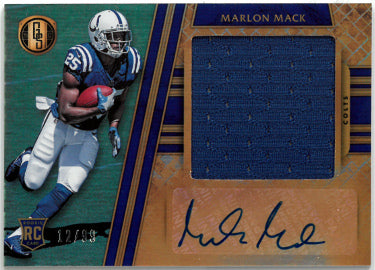 Marlon Mack Autographed 2017 Panini Gold Standard Rookie Auto/Patch Card (RC) #340- 12/99 (Indianapolis Colts)-Powers Sports Memorabilia