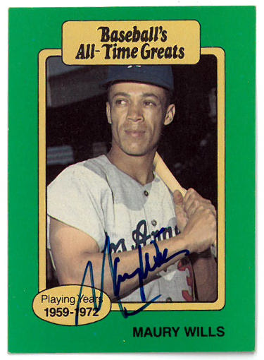 Maury Wills Autographed 1987 Hygrade Baseball's All-Time Greats On Card Auto- COA (Los Angeles Dodgers)-Powers Sports Memorabilia