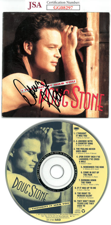 Doug Stone Autographed 1991 I Thought It Was You Album Cover Booklet w/ CD & Case- JSA #GG08297-Powers Sports Memorabilia