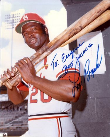 Lou Brock Autographed St. Louis Cardinals MLB 8x10 Photo To Eugene- COA-Powers Sports Memorabilia
