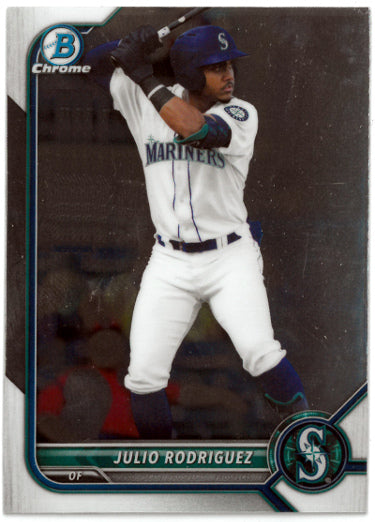 Julio Rodriguez 2022 Bowman Chrome Rookie Card (RC) #BCP-45 (Seattle Mariners)-Powers Sports Memorabilia