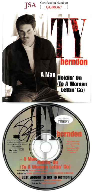 Ty Herndon Autographed 1998 A Man Holdin' On (To A Woman Lettin' Go) Album CD w/Cover & Case- JSA #GG08367-Powers Sports Memorabilia