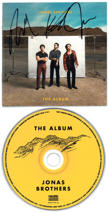 Jonas Brothers Autographed 2023 The Album Cover Booklet w/CD & Case- 3 sigs- Kevin Joe Nick- COA-Powers Sports Memorabilia