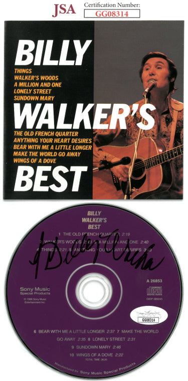 Billy Walker Autographed 1989 Billy Walker's Best Album CD w/Cover Booklet & Case- JSA #GG08314-Powers Sports Memorabilia