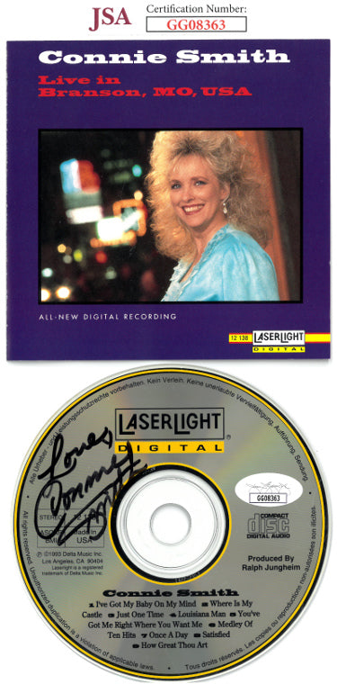 Connie Smith Autographed 1993 Live in Branson, MO, USA CD w/Album Cover Booklet & Case- JSA #GG08363-Powers Sports Memorabilia
