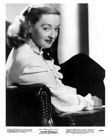 Bette Davis 1951 Payment on Demand Vintage Movie Promo B&W 8x10 Photo-Powers Sports Memorabilia
