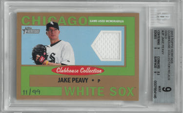 Jake Peavy 2013 Topps Heritage Clubhouse Collection Relics Gold Card #JP- Beckett/BGS Graded 9 Mint (Sub Grades/White Sox)-Powers Sports Memorabilia