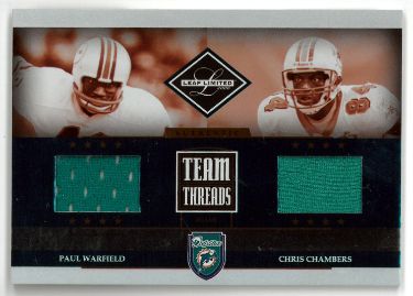 Paul Warfied & Chris Chambers 2006 Playoff Leaf Limited Team Threads Card #TTC-10- 069/100 (Miami Dolphins)-Powers Sports Memorabilia