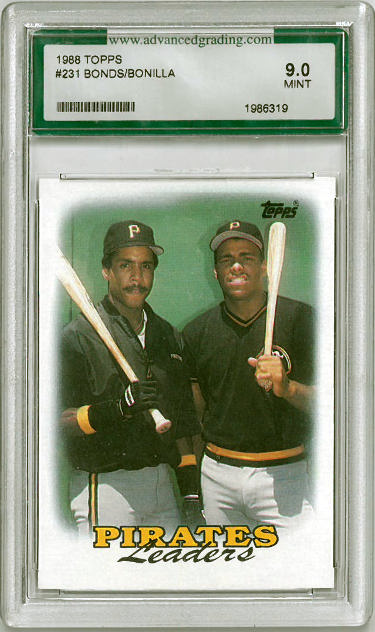 Barry Bonds & Bobby Bonilla 1988 Topps Pirates Leaders Baseball Card #231-U- Advanced Grading Graded 9 Mint-Powers Sports Memorabilia