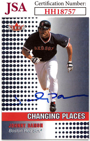 Johnny Damon Autographed 2002 Fleer Changing Places On Card Auto #461- JSA #HH18757 (Boston Red Sox)-Powers Sports Memorabilia