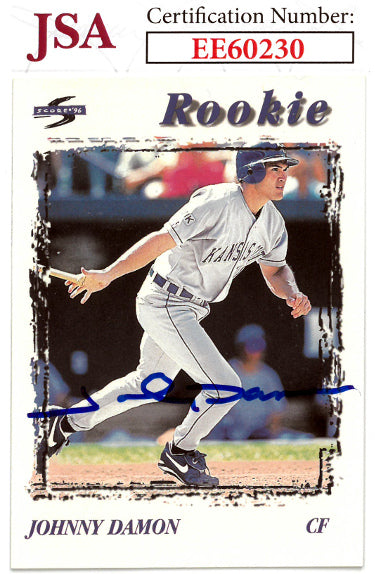 Johnny Damon Autographed 1995 Score Rookie On Card Auto (RC) #223- JSA #EE60230 (Kansas City Royals)-Powers Sports Memorabilia