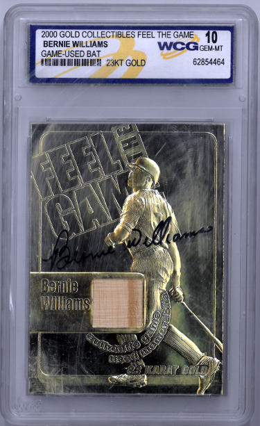 Bernie Williams 2000 Gold Collectibles Feel the Game Used Bat Relic Card- WCG Graded 10 Gem Mint (New York Yankees)-Powers Sports Memorabilia