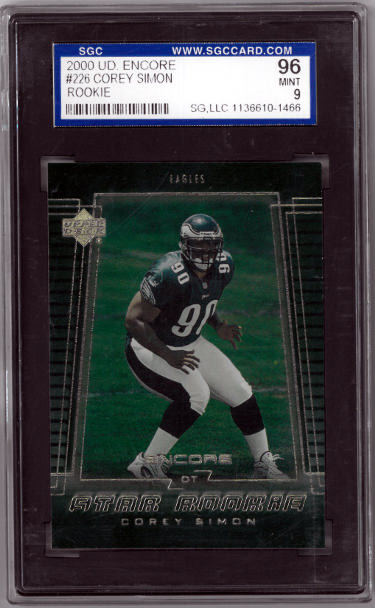 Corey Simon 2000 Upper Deck Encore Rookie Card (RC) #226- SGC Graded 96 Mint 9 (Philadelphia Eagles)-Powers Sports Memorabilia