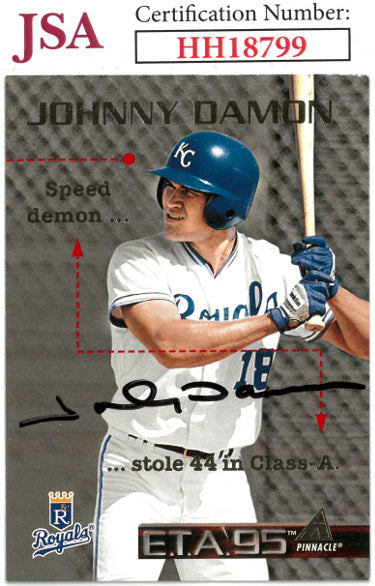 Johnny Damon Autographed 1995 Pinnacle ETA Baseball On Card Auto #4- JSA #HH18799 (Kansas City Royals)-Powers Sports Memorabilia