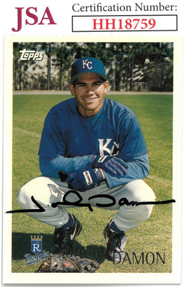 Johnny Damon Autographed 1996 Topps Future Star Baseball On Card Auto #215- JSA #HH18759 (Kansas City Royals)-Powers Sports Memorabilia