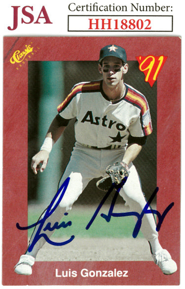 Luis Gonzalez Autographed 1991 Classic Rookie Baseball On Card Auto (RC) #T91- JSA #HH18802 (Houston Astros)-Powers Sports Memorabilia