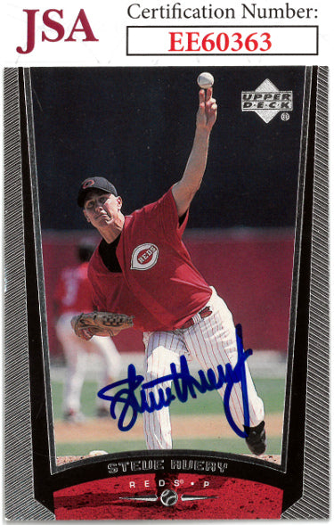 Steve Avery Autographed 1999 Upper Deck Baseball On Card Auto #344- JSA #EE60363 (Cincinnati Reds)-Powers Sports Memorabilia