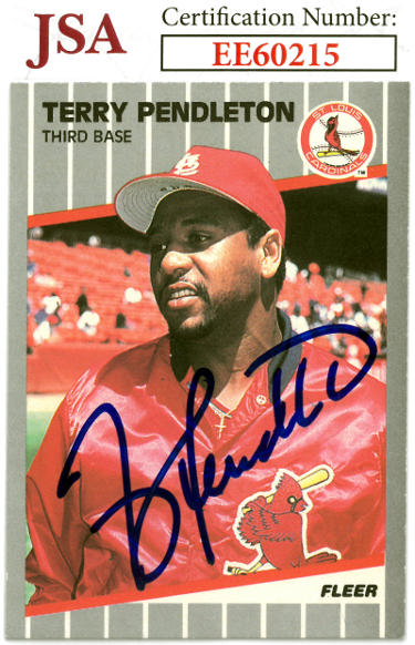 Terry Pendleton Autographed 1989 Fleer Baseball On Card Auto #461- JSA #EE60215 (St. Louis Cardinals)-Powers Sports Memorabilia