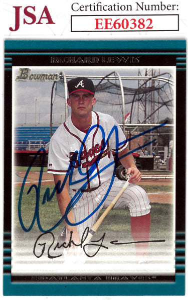 Richard Lewis Autographed 2002 Bowman Rookie Baseball On Card Auto (RC) #230- JSA #EE60382 (Atlanta Braves)-Powers Sports Memorabilia