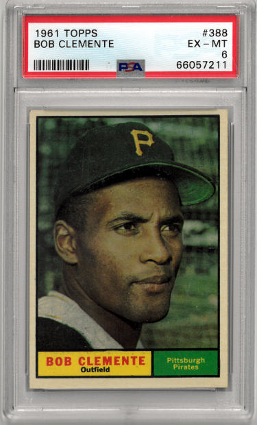 Roberto/Bob Clemente 1961 Topps Baseball Card #388- PSA Graded 6 EX-MT (Pittsburgh Pirates)-Powers Sports Memorabilia