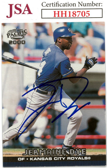 Jermaine Dye Autographed 1999 Pacific On Card Auto #204- JSA #HH18705 (Kansas City Royals)-Powers Sports Memorabilia