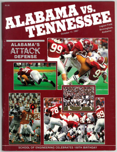 Alabama Crimson Tide vs Tennessee Volunteers College Football Game Program- October 17, 1987-Powers Sports Memorabilia