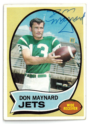 Don Maynard Autographed 1970 Topps Football On Card Auto #254- COA (New York Jets)-Powers Sports Memorabilia