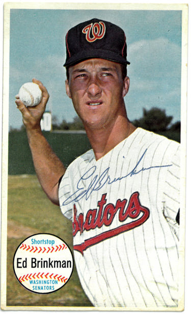 Ed Brinkman Autographed 1964 Topps Giants Baseball Card #27- COA (Washington Senators)-Powers Sports Memorabilia