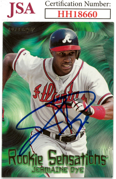 Jermaine Dye Autographed 1997 Fleer Rookie Sensations Baseball On Card Auto #4- JSA #HH18660 (Atlanta Braves)-Powers Sports Memorabilia