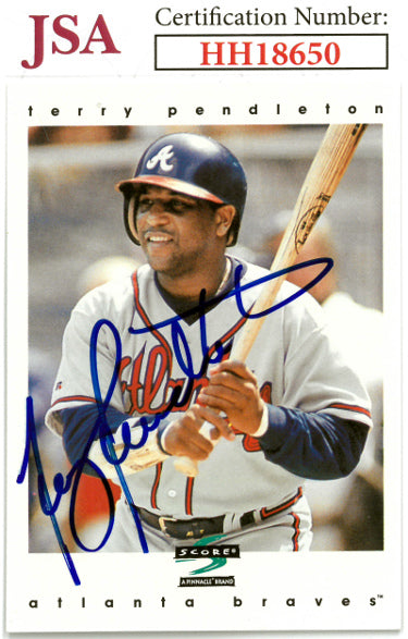 Terry Pendleton Autographed 1996 Score Baseball On Card Auto #62- JSA #HH18650 (Atlanta Braves)-Powers Sports Memorabilia