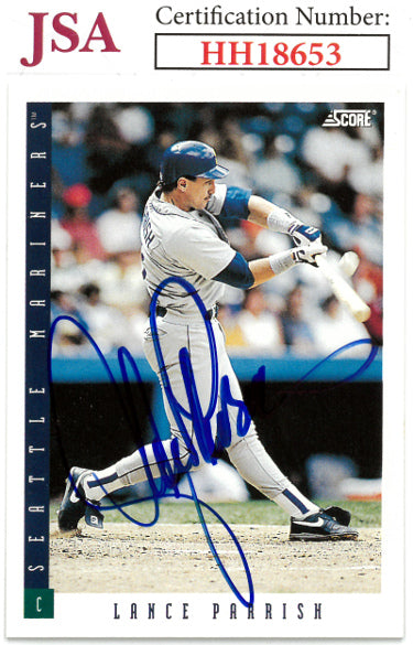 Lance Parrish Autographed 1993 Score Baseball On Card Auto #587- JSA #HH18653 (Seattle Mariners)-Powers Sports Memorabilia