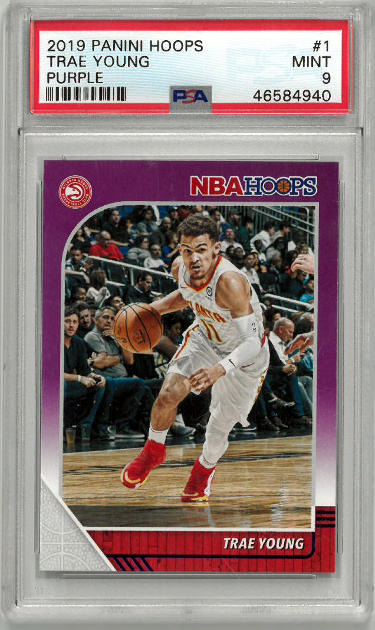 Trae Young 2019-20 Panini NBA Hoops Purple Card #1- PSA Graded 9 Mint (2nd Year/Atlanta Hawks)-Powers Sports Memorabilia