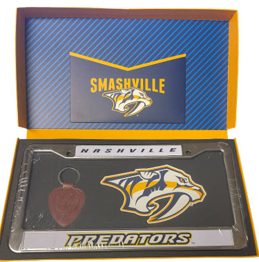 Nashville Predators NHL License Plate Frame/Sticker/Keychain w/ Gift Box-Powers Sports Memorabilia