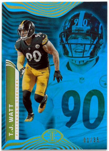 TJ (T.J.) Watt 2022 Panini Illusions Blue SP Card #85- /35 (Pittsburgh Steelers)-Powers Sports Memorabilia