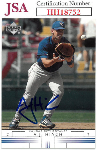 AJ (A.J.) Hinch Autographed 2001 Upper Deck Baseball On Card Auto #180- JSA #HH18752 (Kansas City Royals)-Powers Sports Memorabilia