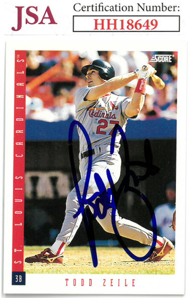 Todd Zeile Autographed 1993 Score Baseball On Card Auto #119- JSA #HH18649 (St. Louis Cardinals)-Powers Sports Memorabilia