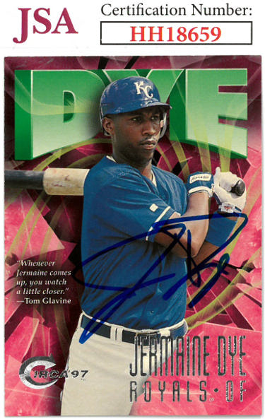 Jermaine Dye Autographed 1997 Circa Baseball On Card Auto #225- JSA #HH18659 (Kansas City Royals)-Powers Sports Memorabilia