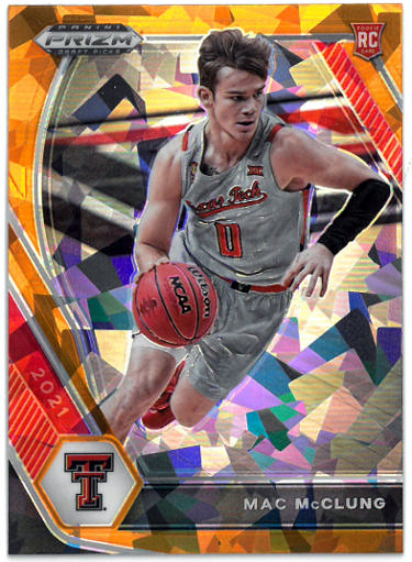 Mac McClung 2021 Panini Prizm Draft Picks Orange Cracked Ice Rookie Card (RC) #39 (Texas Tech/76ers)-Powers Sports Memorabilia