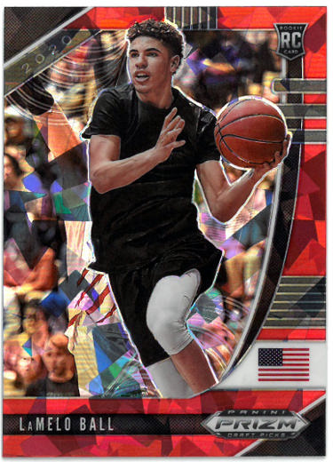 LaMelo Ball 2020-21 Panini Draft Picks Red Cracked Ice Prizm Rookie Card (RC) #3 (Charlotte Hornets)-Powers Sports Memorabilia
