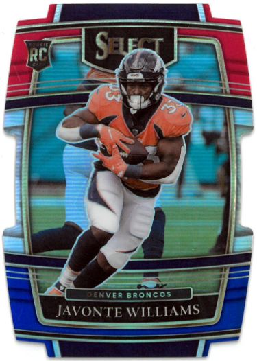 Javonte Williams 2021 Select Concourse Red & Blue Die-Cut Prizm Rookie Card (RC) #57 (North Carolina/Broncos)-Powers Sports Memorabilia