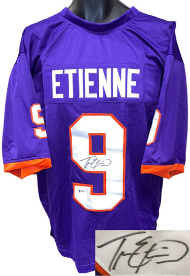 Travis Etienne Autographed Clemson Purple Custom Stitched College Football Jersey XL- Beckett #X84478-Powers Sports Memorabilia