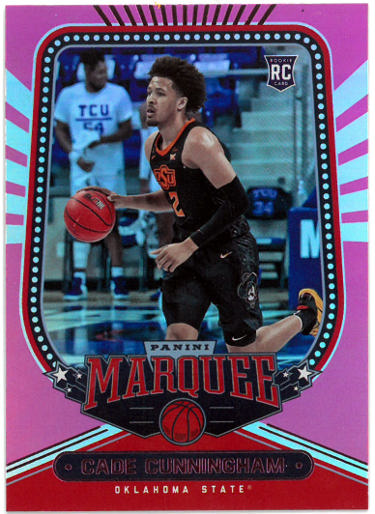 Cade Cunningham 2021-22 Panini Chronicles Marquee Draft Picks Pink Rookie Card (RC) #141 (Oklahoma State/Detroit Pistons)-Powers Sports Memorabilia